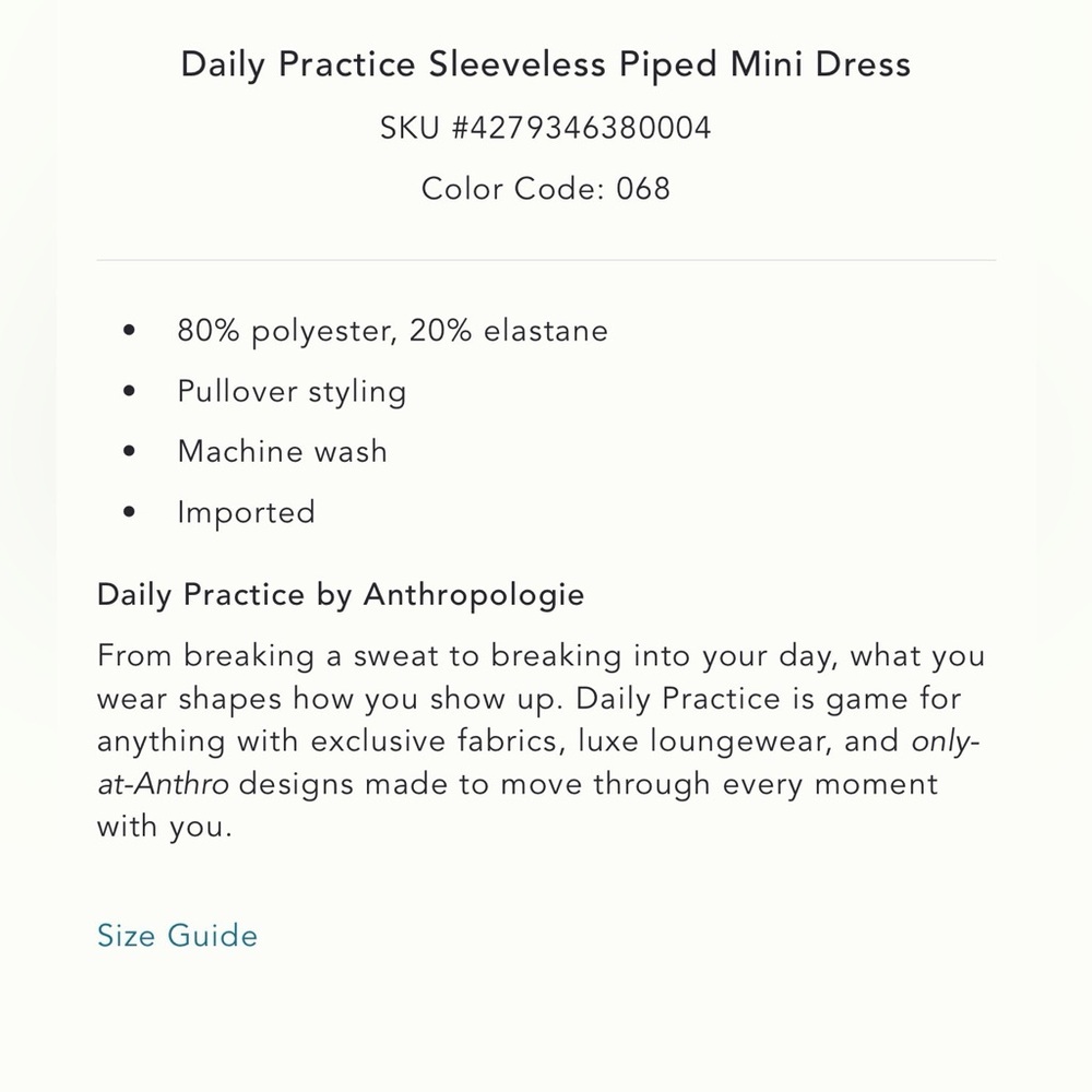 NWT new small Anthropologie daily practice sleeveless piped dress Red shorts - Picture 4 of 13
